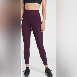 ATHLETA Ultimate Stash Pocket Textured 7/8 Tight, Black and Fuchsia